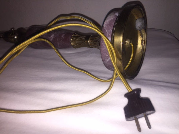 Vintage Art Deco Style Brass and Purple Onyx Table Lamp