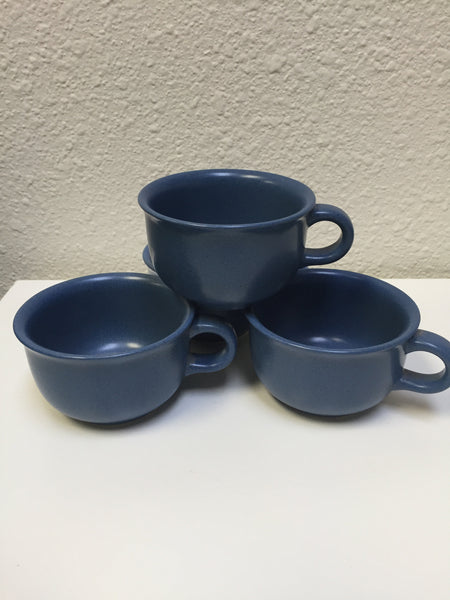 Setof 4 Dansk Mesa Blue Coffee Tea Pot Cups Mid Century Modern Hot Cocoa Drink Mug