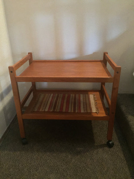 Danish Style Teak Tea/Bar Cart with 2 shelves