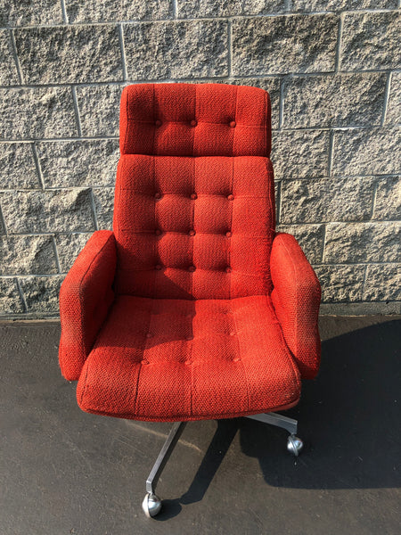 Vintage Chrome Swivel Executive Office Chair