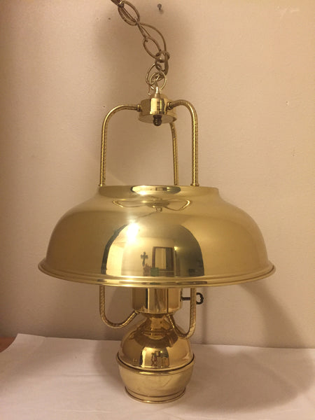 Vintage Hi-Lite Rustic Brass Hurricane Lantern Fixture Hanging Pendant Lamp- farmhouse decor