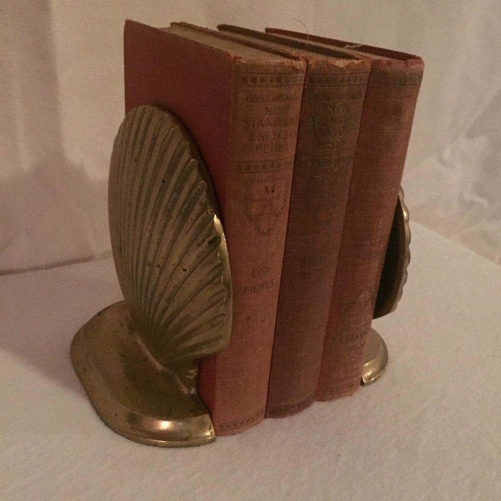 Vintage Brass Sea Shell Bookends Nautical Decor Library