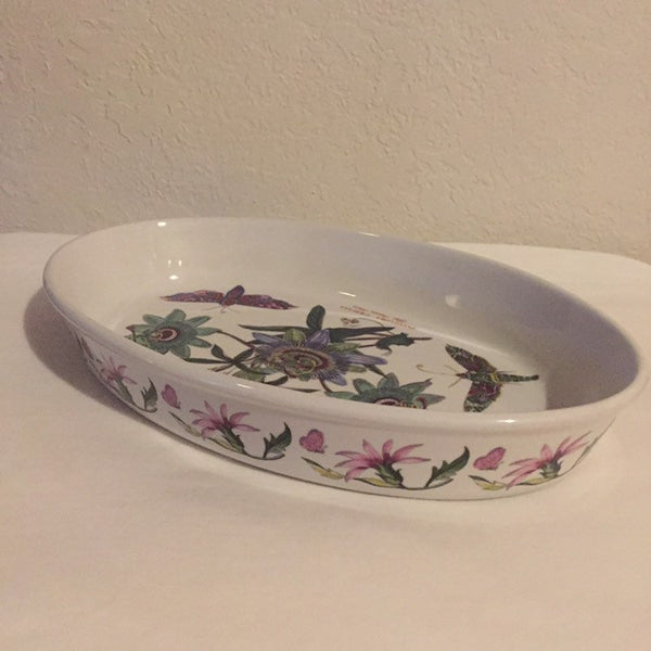 Portmeirion The Botanic Garden Large Oval Baker/ Casserole- 15" Blue Passion Flower