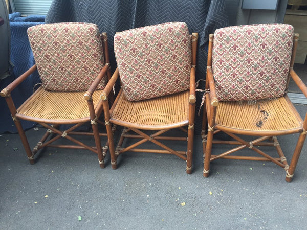 Vintage McGuire Rattan and Cane Arm Chairs (3 available)