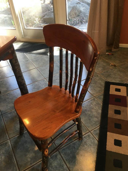 Beautiful Amish Made Cherry and Hickory Dining Table and 6 Stickback Side Chairs with 2 Extension Leaves