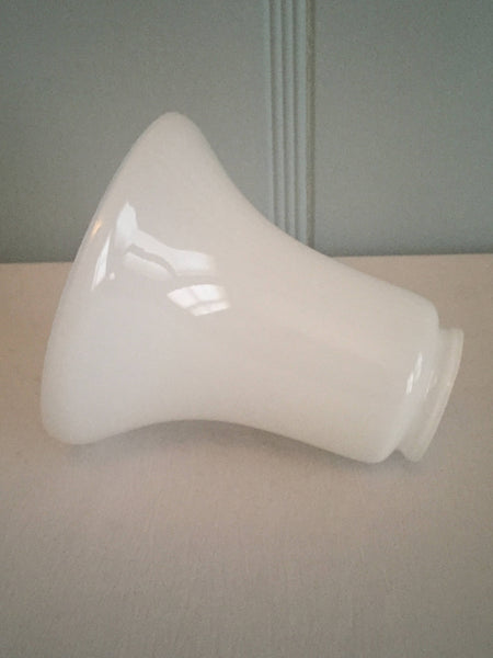 Vintage 6" Tall 6 "Diameter White Milk Glass Trumpet Glass Lamp Shade/