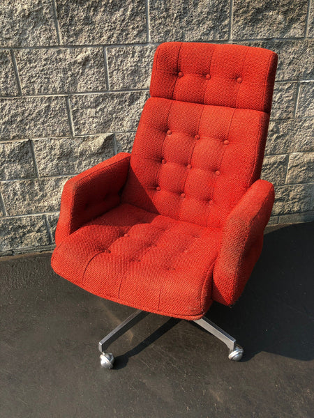 Vintage Chrome Swivel Executive Office Chair