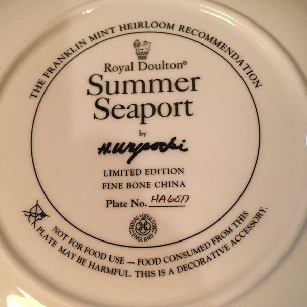 Vintage Franklin Mint Lighthouse Plate “ Summer Seaport” by Royal Doulton artist H. Wysocki