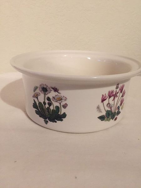 Portmeirion The Botanic Garden 1.75 Qt Drum Round Casserole- No Lid- Royal Highness Rose center/ outside flowers vary