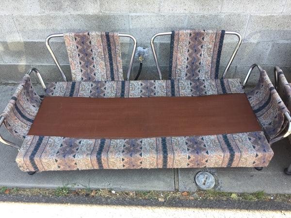 Mid Century Modern Tubular Chrome Sling-Back Loveseat and Chair Set with loose seat and back cushions