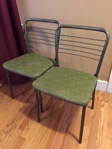 Pair of Vintage Green Cosco "Fashionfold" gateleg folding chairs