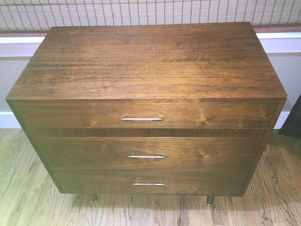 Danish Mid-Century Modern Low Walnut Dresser Chest