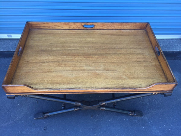 Vintage Drexel Heritage Coffee Table with X Base and Butler's tray top