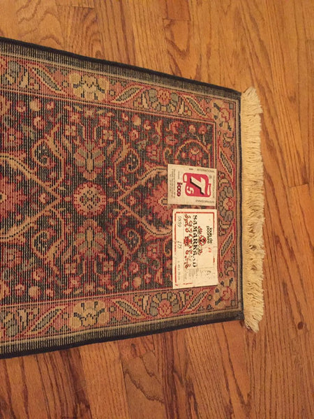 Vintage Mid Century Modern Small Belgian Carpet/ Prayer rug 26" L x 16"W 100% Wool