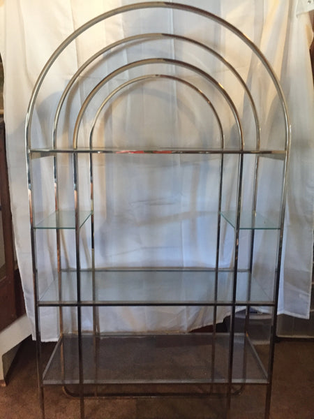 Vintage Chrome Arched Etagere designed by Milo Baughman for Design Institute of America (DIA)