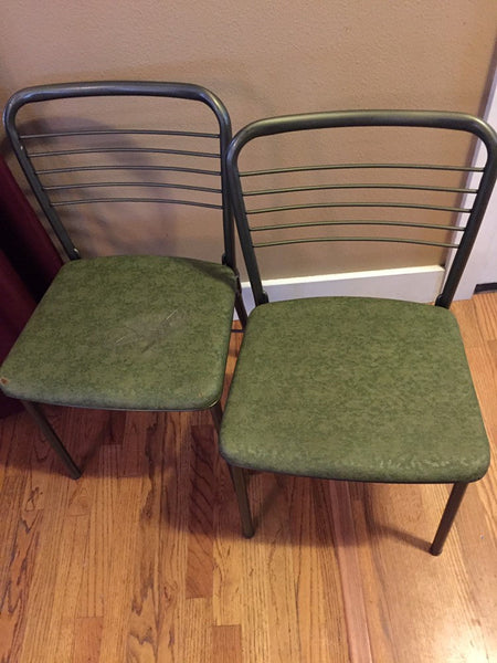 Pair of Vintage Green Cosco "Fashionfold" gateleg folding chairs