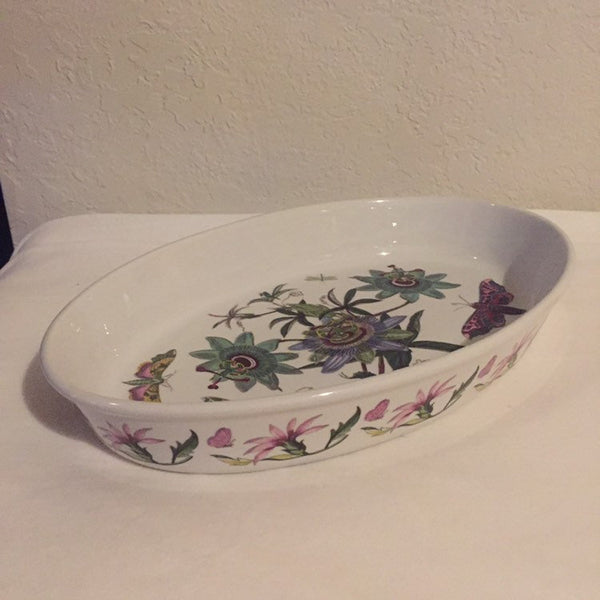 Portmeirion The Botanic Garden Large Oval Baker/ Casserole- 15" Blue Passion Flower