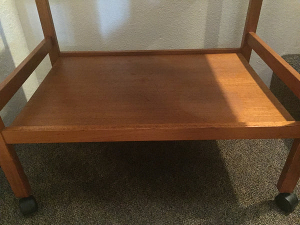 Danish Style Teak Tea/Bar Cart with 2 shelves