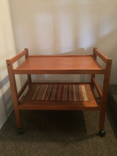 Danish Style Teak Tea/Bar Cart with 2 shelves