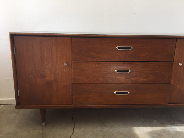 Danish Mid-Century Modern Formica Topped Walnut Office Credenza Dresser Chest