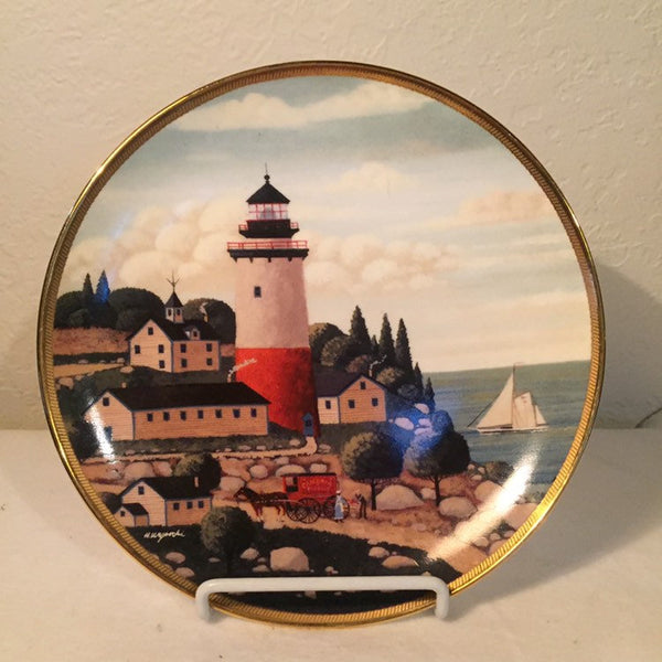 Vintage Franklin Mint Lighthouse Plate “ Summer Seaport” by Royal Doulton artist H. Wysocki