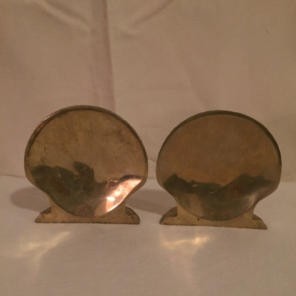 Pair of Vintage Brass Shell Bookends, Scallop Shell Bookends, Solid Brass, Nautical Decor