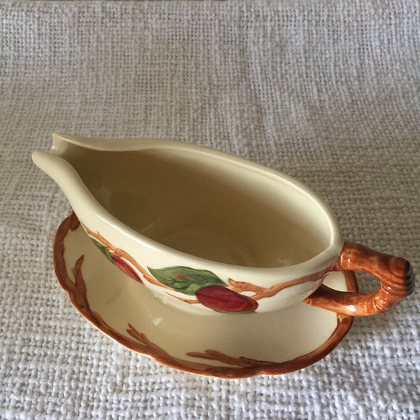 Vintage 1950's Franciscan Apple Gravy boat with attached drip plate