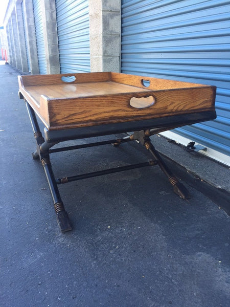 Vintage Drexel Heritage Coffee Table with X Base and Butler's tray top