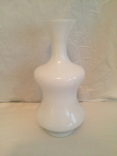 Large Antique Vintage Milk Glass Vase with Painted Florals, flowers, roses, large vase 13-1/2" x 6-1/2"