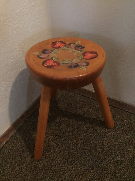 Vintage Primative Three Legged Wooden Stool/ plant stand/ Rustic Farm House Stool Barn Stool Western