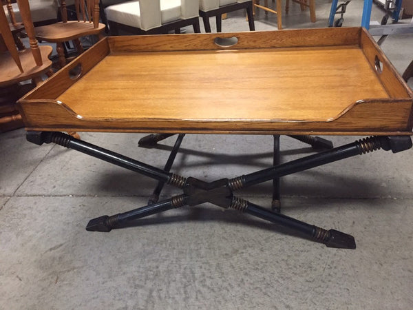 Vintage Drexel Heritage Coffee Table with X Base and Butler's tray top