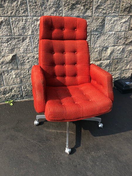 Vintage Chrome Swivel Executive Office Chair