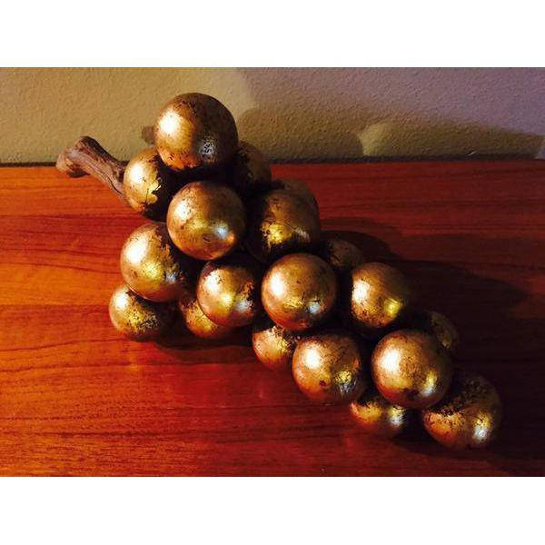 Mid Century Hollywood Regency 1960's Gold Leaf Clay Grape Bunch