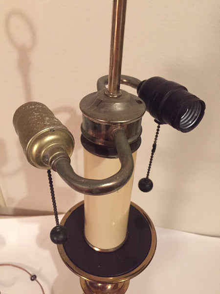 Beautiful Vintage Brass Table Lamp with Capiz Shell Shade and earring pull switches