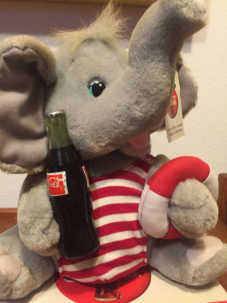 Vintage 1970's Stuffed Animal Elephant with Coca Cola