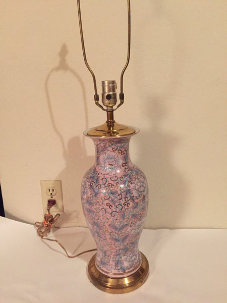 Vintage Hand Painted Asian Enameled Ginger Jar Ceramic Lamp