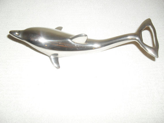 Vintage Chrome Plated Dolphin Bottle Opener, excellent condition