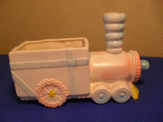 Vintage Nursery Choo Choo Train Ceramic Planter Napco Made in Japan