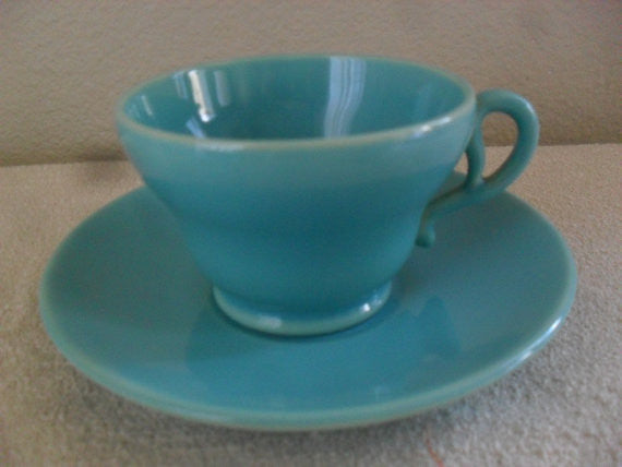 Vintage Franciscan Ware set tea cup saucer aqua mid century vintage