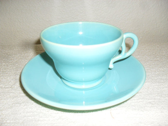 Vintage Franciscan Ware set tea cup saucer aqua mid century vintage