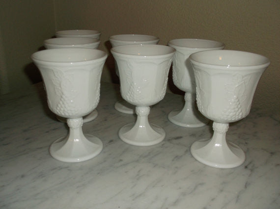 Vintage White milk glass Goblets from the Indiana Glass Co