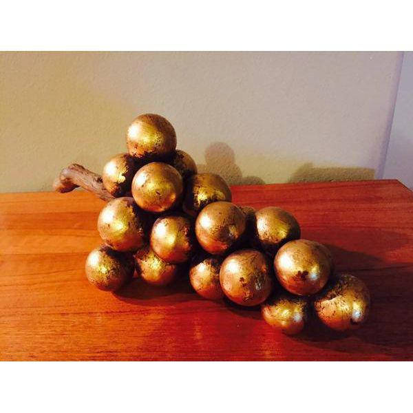 Mid Century Hollywood Regency 1960's Gold Leaf Clay Grape Bunch