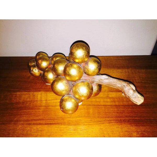 Mid Century Hollywood Regency 1960's Gold Leaf Clay Grape Bunch