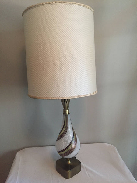 VTG Dino Martens for Aureliano Toso Murano Latticino Lamp Hollywood Regency