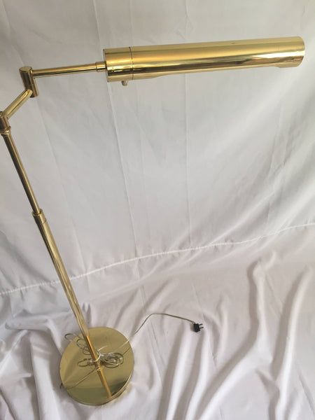 Mid century 1970s Casella Modern Adjustable Articulating Brass Floor Reading Lamp