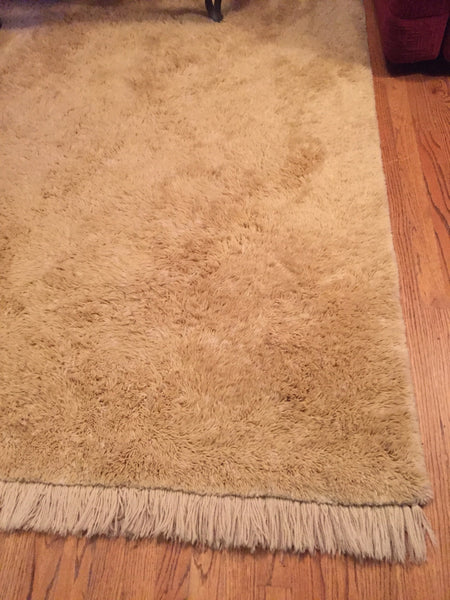 Rya Style Light Yellow Piled Wool Area Rug by V'Soske, circa 1970. Marks: (applied V'Soske label)
