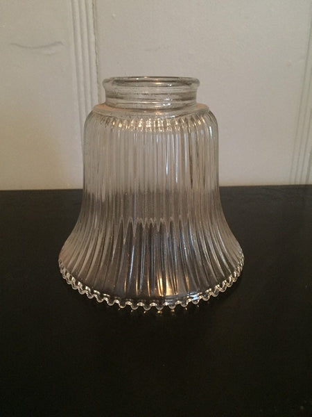 Industrial Lighting Shade, Ribbed Pendant Light Shade, Vintage Holophane Pleated Square Fluted Clear Glass, 2 available