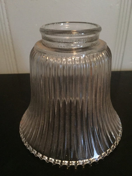 Industrial Lighting Shade, Ribbed Pendant Light Shade, Vintage Holophane Pleated Square Fluted Clear Glass, 2 available