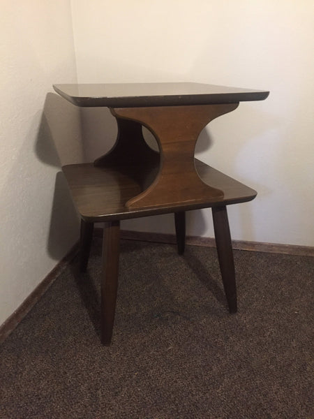 Pair of Vintage Walnut Side tables/ End Tables with laminate tops