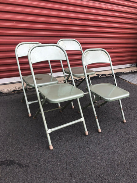 Set of 4 Vintage Folding Children's Metal School Chairs